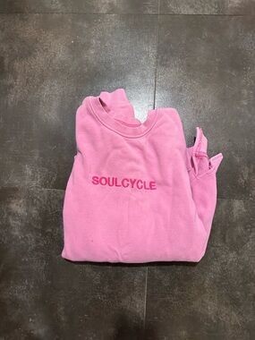 soulcycle pink embroidered crewneck sweatshirt